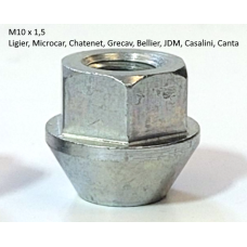 Wheel nut M10x1.5 17 mm hex (Ligier, Microcar, Chatenet, Grecav, Bellier, JDM, Casalini, Canta)