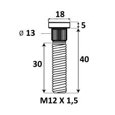 Press-in Wheel stud M12x1.5x40 mm Ø13 Press-in Wheel stud M12x1.5x40 mm Ø13