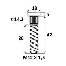 Press-in Wheel stud M12x1.5x42 mm Ø14.2 Press-in Wheel stud M12x1.5x42 mm Ø14.2