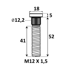 Press-in Wheel stud M12x1.5x52 mm Ø12.2 Press-in Wheel stud M12x1.5x52 mm Ø12.2