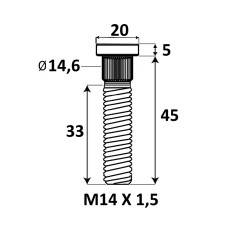 Press-in Wheel stud M14x1.5x45 mm Ø14.6 Press-in Wheel stud M14x1.5x45 mm Ø14.6