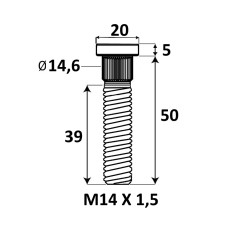 Press-in Wheel stud M14x1.5x50 mm Ø14.6 Press-in Wheel stud M14x1.5x50 mm Ø14.6