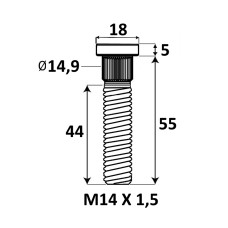 Press-in Wheel stud M14x1.5x55 mm Ø14.9 Press-in Wheel stud M14x1.5x55 mm Ø14.9
