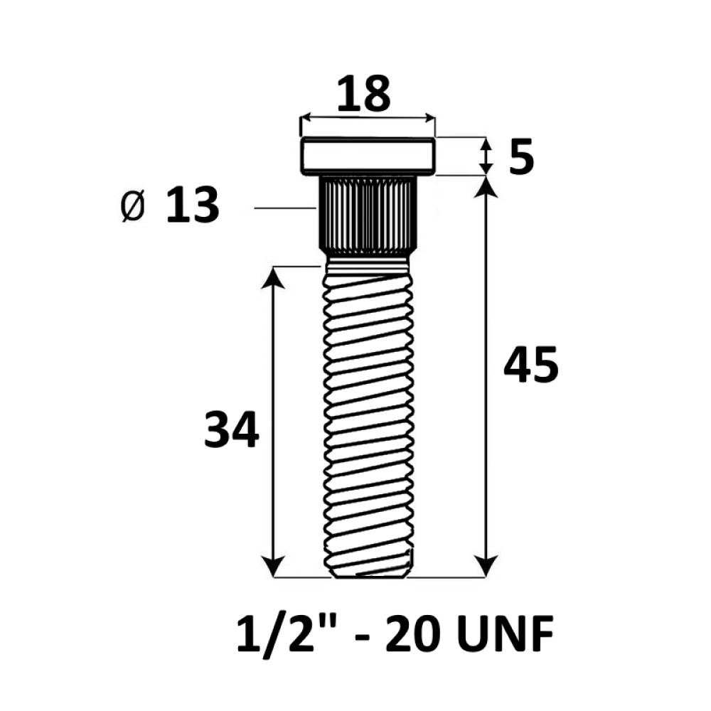 Press-in Wheel stud 1/2