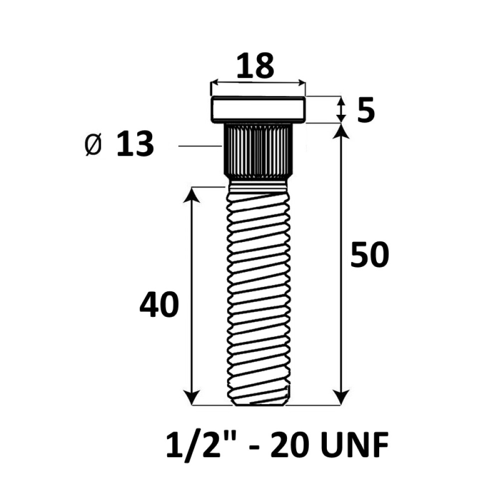 Press-in Wheel stud 1/2