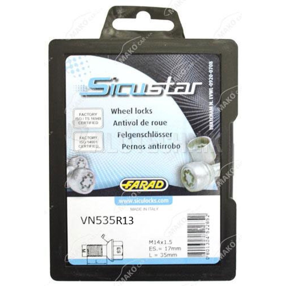 Sicustar VN535R13 M14x1.5x35 mm — Locking wheel bolts