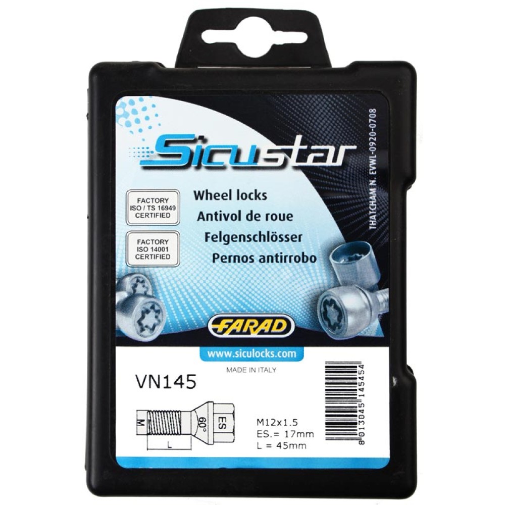 Sicustar VN145 M12x1.5x45 mm — Locking wheel bolts