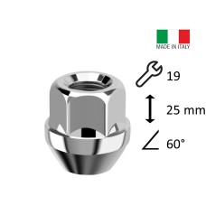 Wheel nut M12x1.25 ALU 19 mm hex
