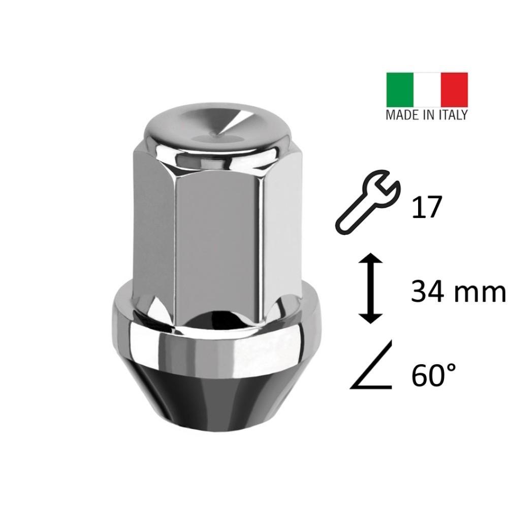 Wheel nut M12x1.25 17 mm hex