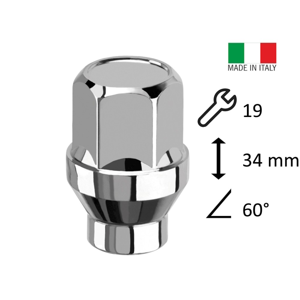 Wheel nut M12x1.5 19 mm hex Extended