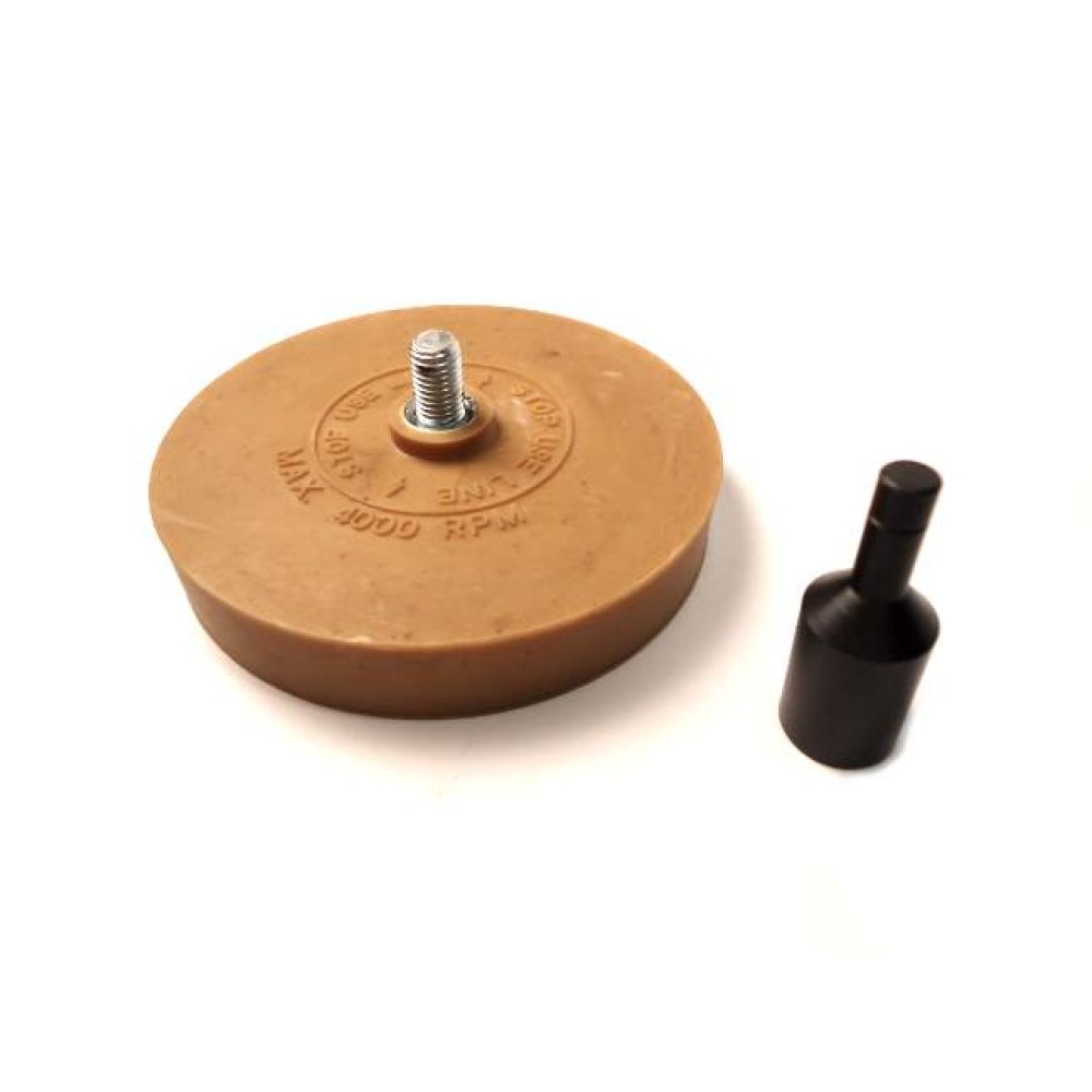 Adhesive removal wheel with adapter