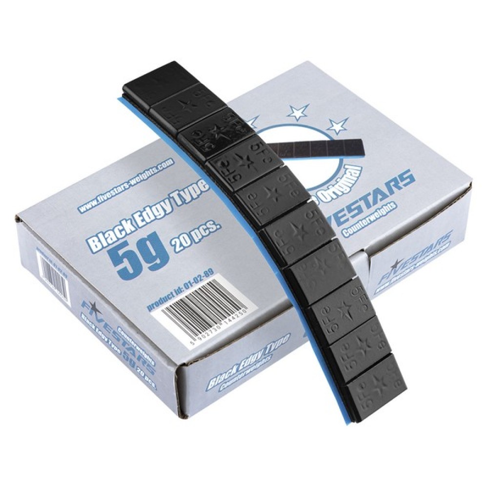 Adhesive wheel balancing weights 5+5 g (Black) (20 pcs)